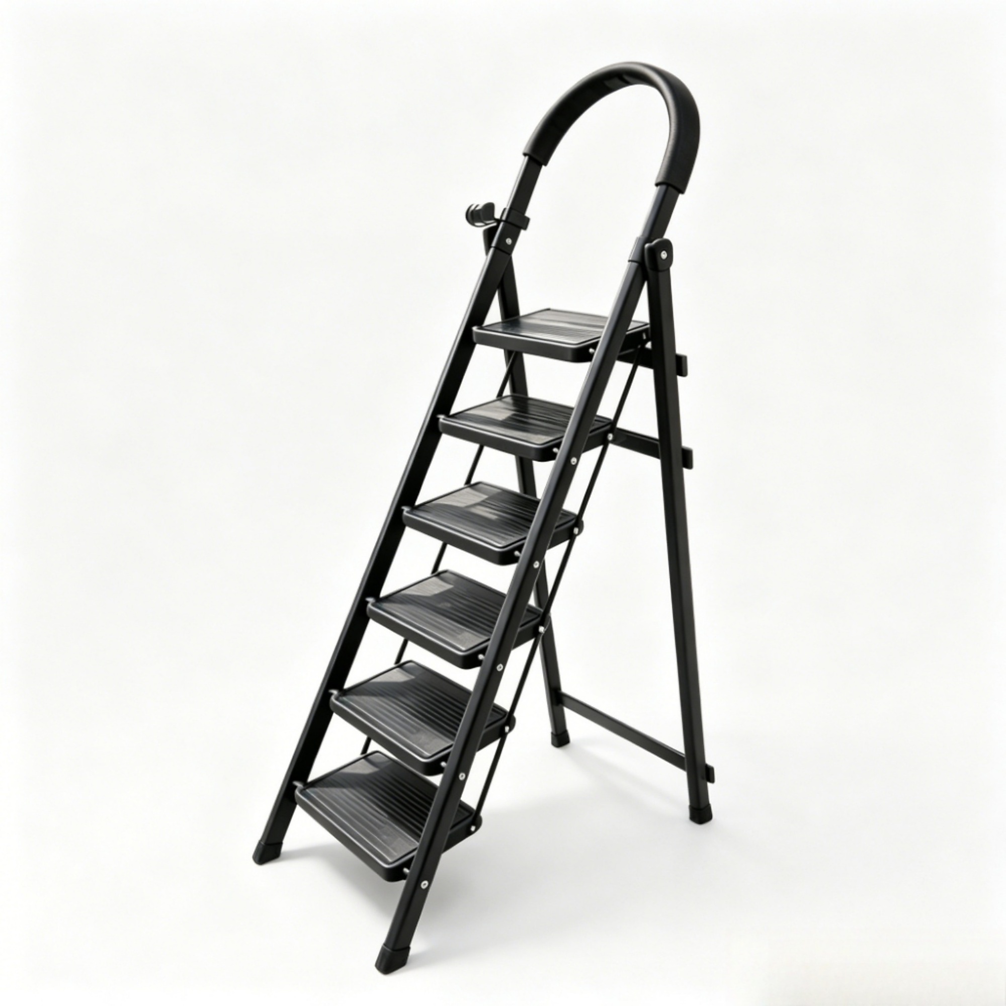 4.9 ft. Carbon Steel Lightweight Step Ladder (9 ft. Reach) with Tool Rack and Sponge Armrest, 300 lb. Load Capacity